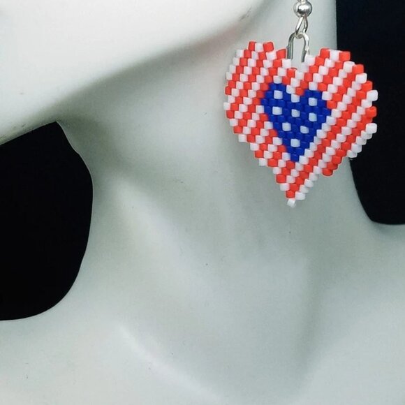 4th of July Heart Earrings - Picture 2 of 4